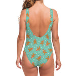 Little Gingerbread Man Pattern Print One Piece Swimsuit