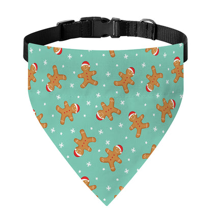 Little Gingerbread Man Pattern Print Over The Collar Dog Bandana
