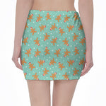 Little Gingerbread Man Pattern Print Pencil Mini Skirt