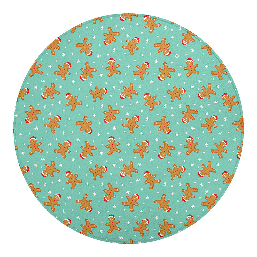 Little Gingerbread Man Pattern Print Round Blanket