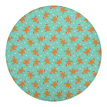 Little Gingerbread Man Pattern Print Round Blanket