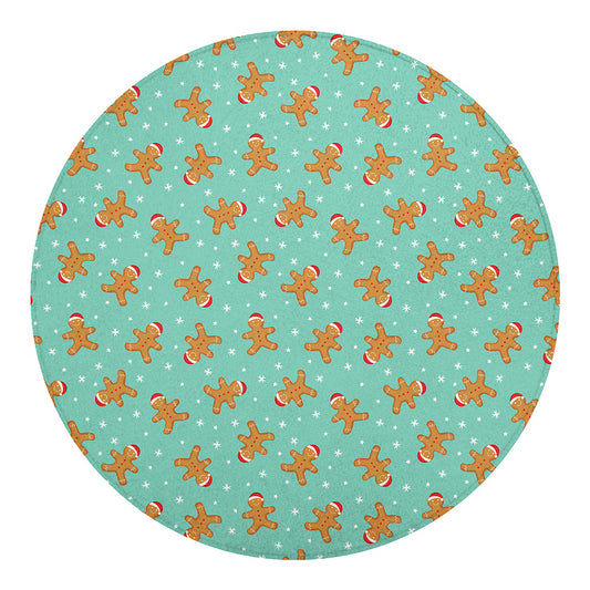 Little Gingerbread Man Pattern Print Round Blanket