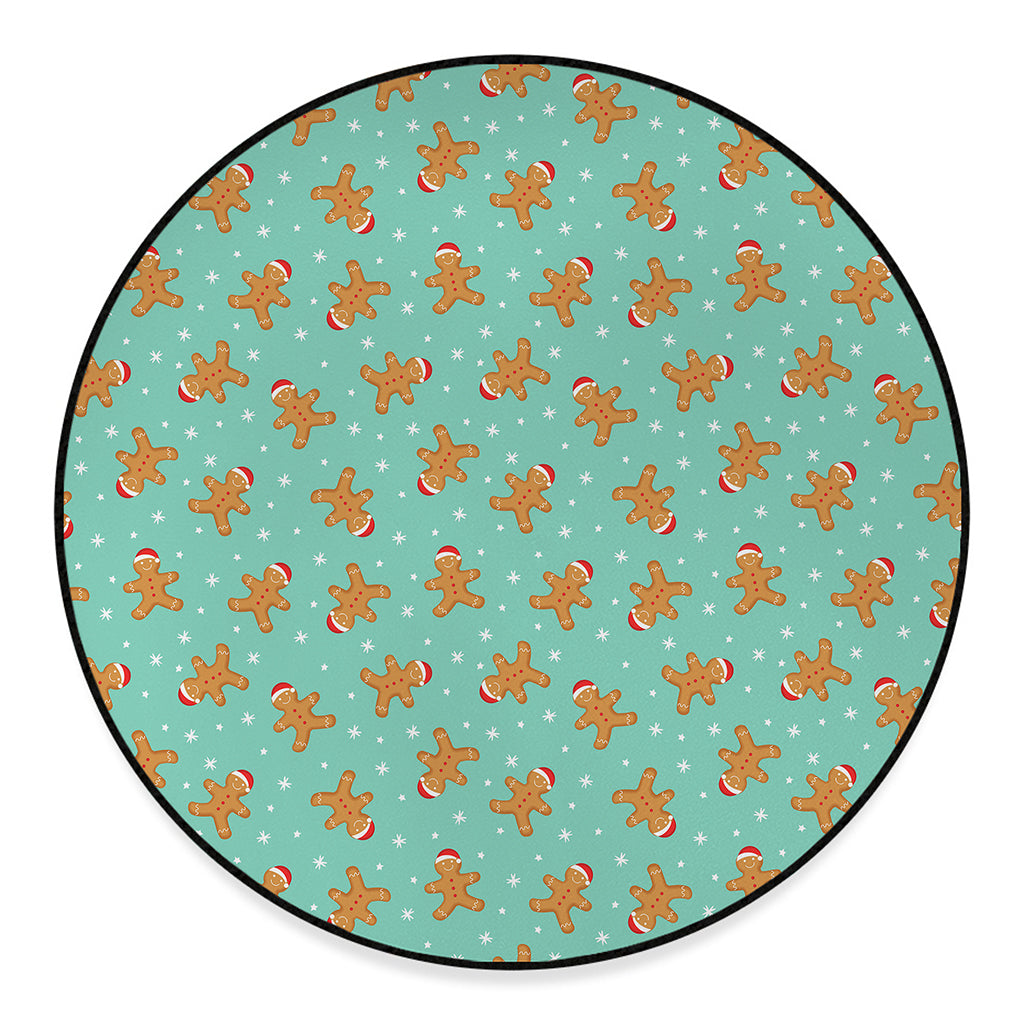 Little Gingerbread Man Pattern Print Round Floor Mat