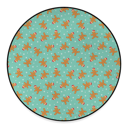 Little Gingerbread Man Pattern Print Round Floor Mat
