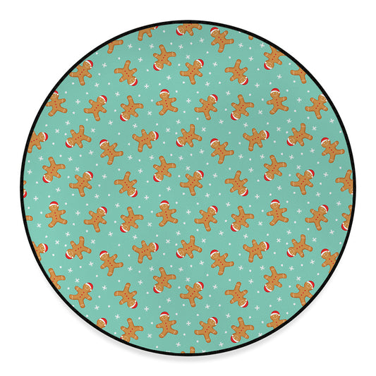Little Gingerbread Man Pattern Print Round Floor Mat