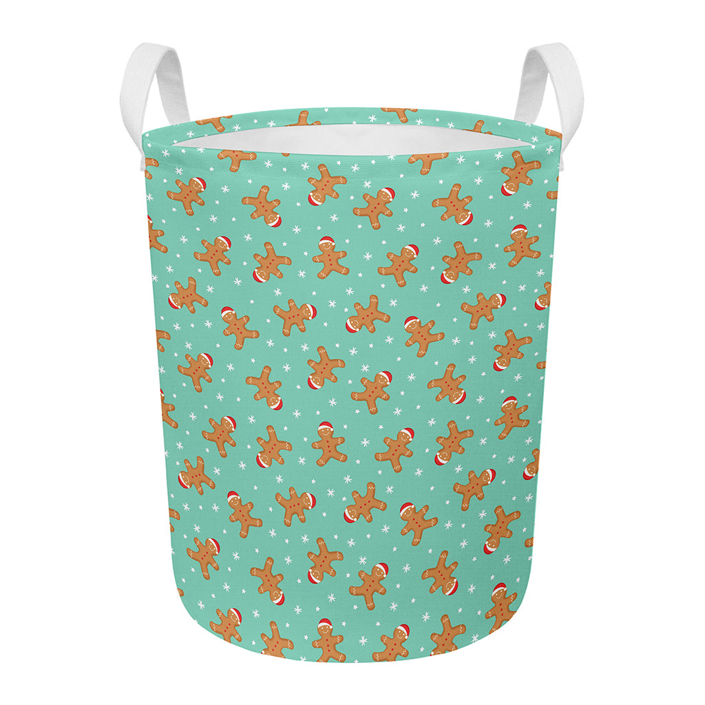 Little Gingerbread Man Pattern Print Round Laundry Basket