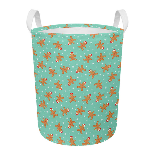 Little Gingerbread Man Pattern Print Round Laundry Basket