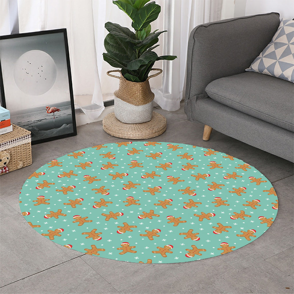 Little Gingerbread Man Pattern Print Round Rug