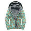 Little Gingerbread Man Pattern Print Sherpa Lined Zip Up Hoodie