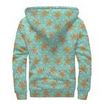 Little Gingerbread Man Pattern Print Sherpa Lined Zip Up Hoodie