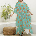 Little Gingerbread Man Pattern Print Silk V-Neck Kaftan Dress