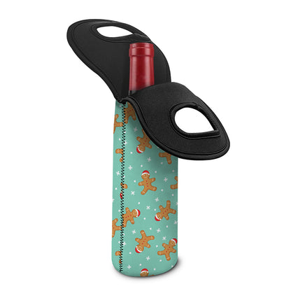 Little Gingerbread Man Pattern Print Single Neoprene Wine Tote