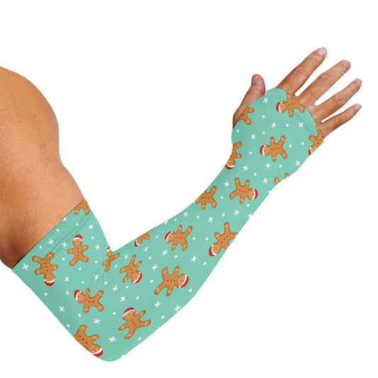 Little Gingerbread Man Pattern Print Sun Protection Arm Sleeves