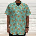 Little Gingerbread Man Pattern Print Textured Short Sleeve Shirt