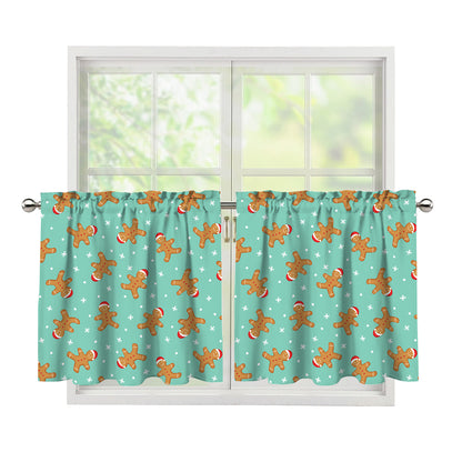 Little Gingerbread Man Pattern Print Tier Curtains