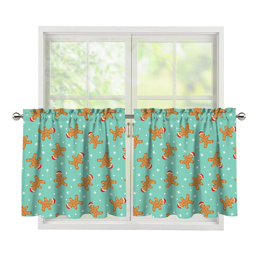 Little Gingerbread Man Pattern Print Tier Curtains