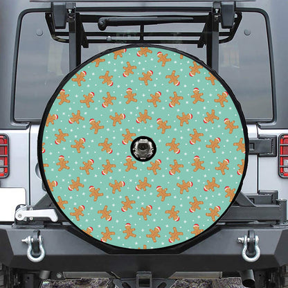 Little Gingerbread Man Pattern Print Tire Cover With Camera Hole