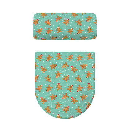 Little Gingerbread Man Pattern Print Toilet Lid And Tank Cover Set