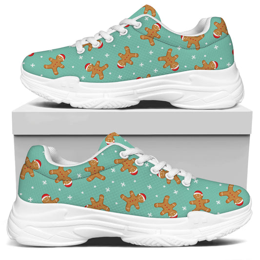 Little Gingerbread Man Pattern Print White Chunky Shoes