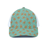 Little Gingerbread Man Pattern Print White Mesh Trucker Cap