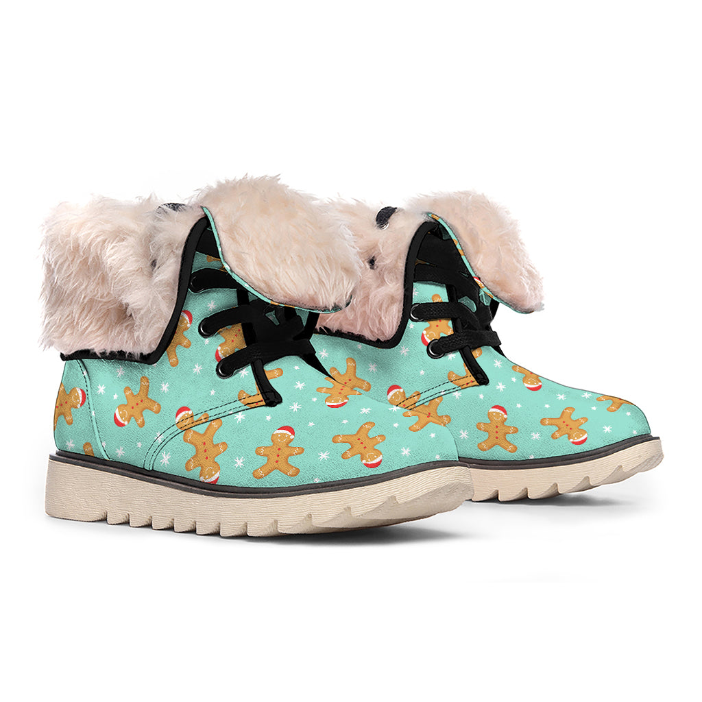 Little Gingerbread Man Pattern Print Winter Boots