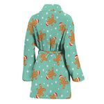 Little Gingerbread Man Pattern Print Women's Bathrobe