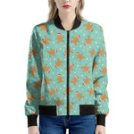 Little Gingerbread Man Pattern Print Women's Bomber Jacket