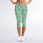 Little Gingerbread Man Pattern Print Women's Capri Leggings