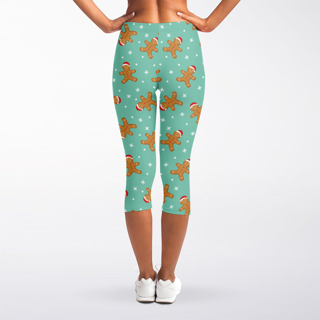 Little Gingerbread Man Pattern Print Women's Capri Leggings