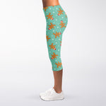Little Gingerbread Man Pattern Print Women's Capri Leggings
