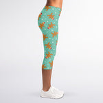 Little Gingerbread Man Pattern Print Women's Capri Leggings