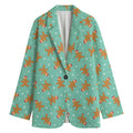 Little Gingerbread Man Pattern Print Women's Cotton Blazer