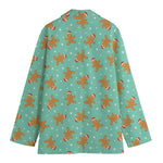 Little Gingerbread Man Pattern Print Women's Cotton Blazer