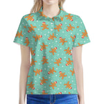 Little Gingerbread Man Pattern Print Women's Polo Shirt