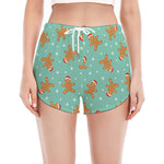 Little Gingerbread Man Pattern Print Women's Split Running Shorts