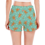 Little Gingerbread Man Pattern Print Women's Split Running Shorts