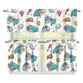 Little Girly Unicorn Pattern Print 3 Piece Kitchen Curtains