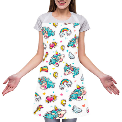 Little Girly Unicorn Pattern Print Adjustable Apron