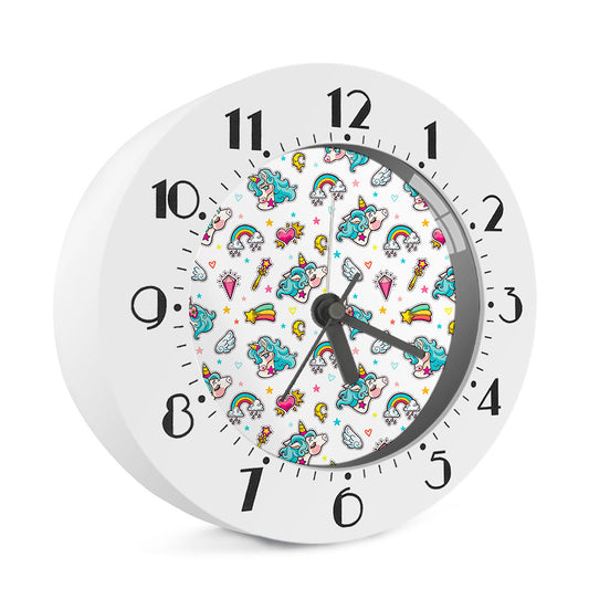 Little Girly Unicorn Pattern Print Alarm Clock