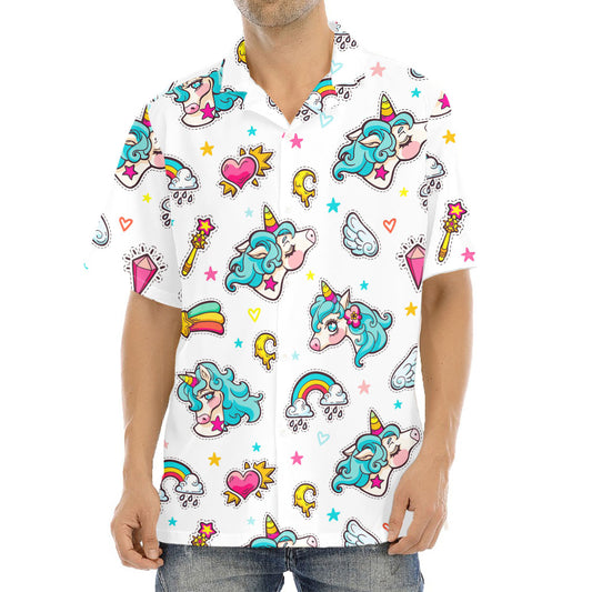 Little Girly Unicorn Pattern Print Aloha Shirt