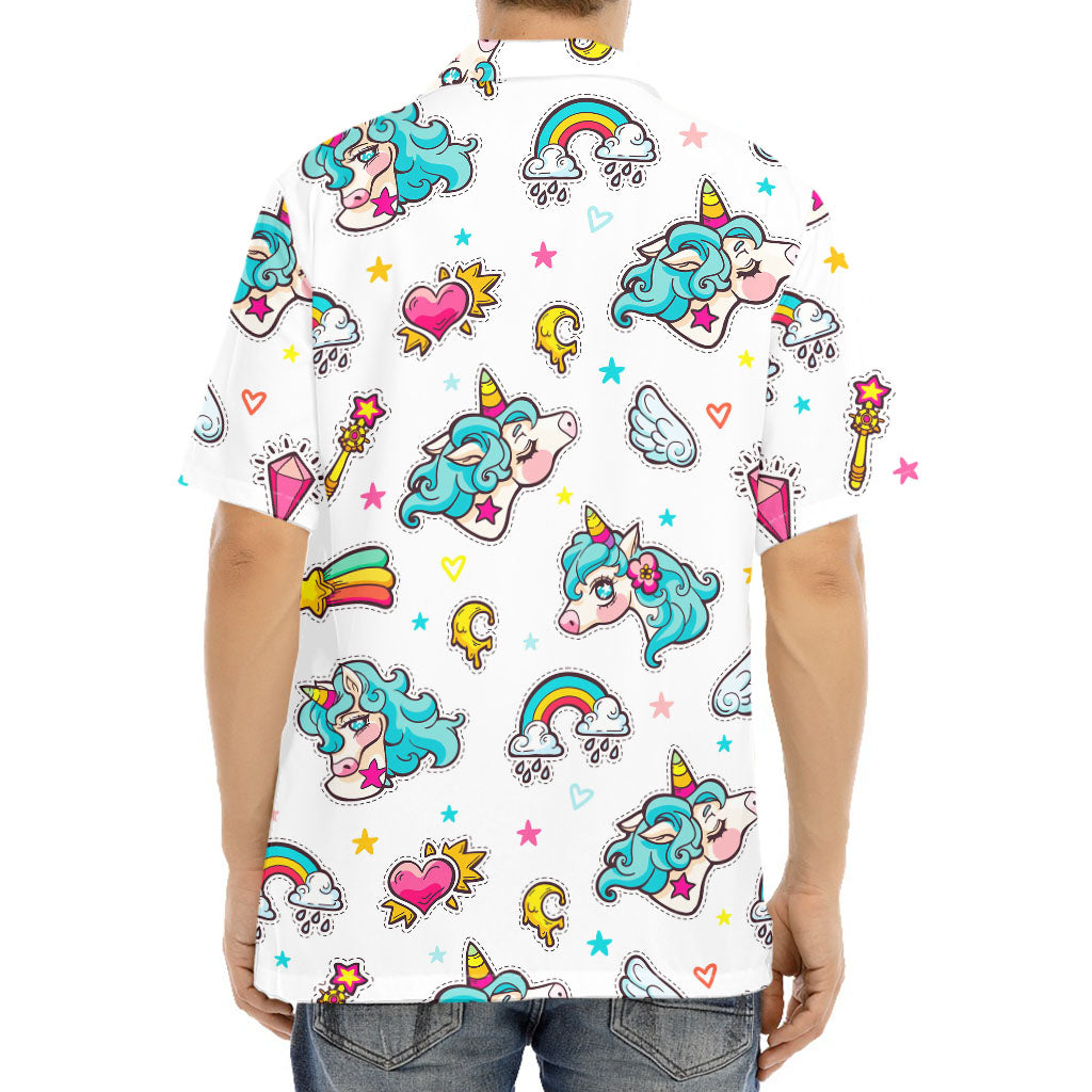 Little Girly Unicorn Pattern Print Aloha Shirt