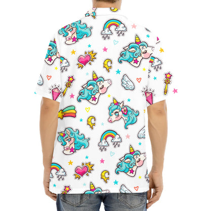 Little Girly Unicorn Pattern Print Aloha Shirt
