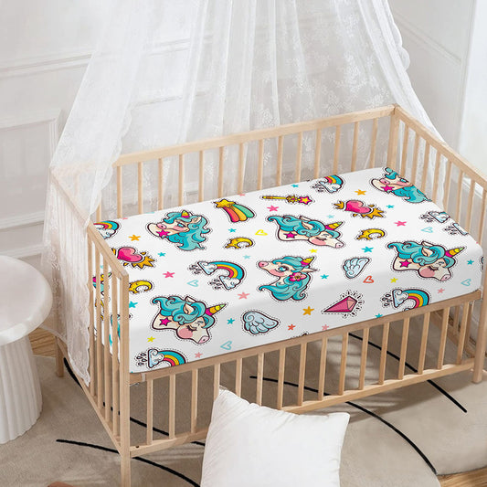 Little Girly Unicorn Pattern Print Baby Crib Sheet