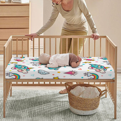 Little Girly Unicorn Pattern Print Baby Crib Sheet