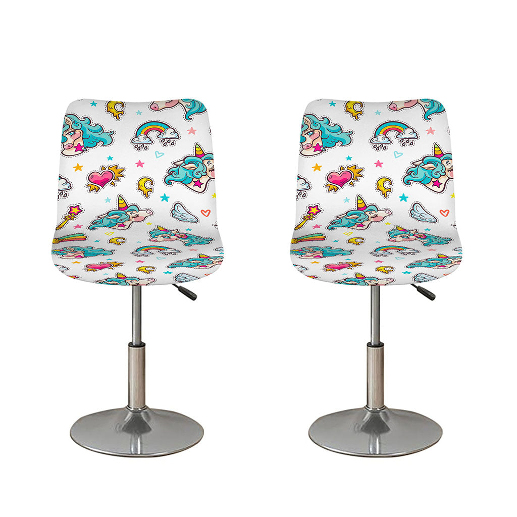 Little Girly Unicorn Pattern Print Bar Stool Covers