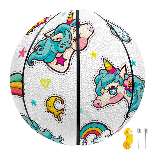 Little Girly Unicorn Pattern Print Basketball