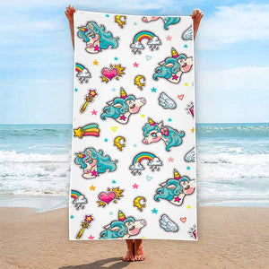 Little Girly Unicorn Pattern Print Beach Towel