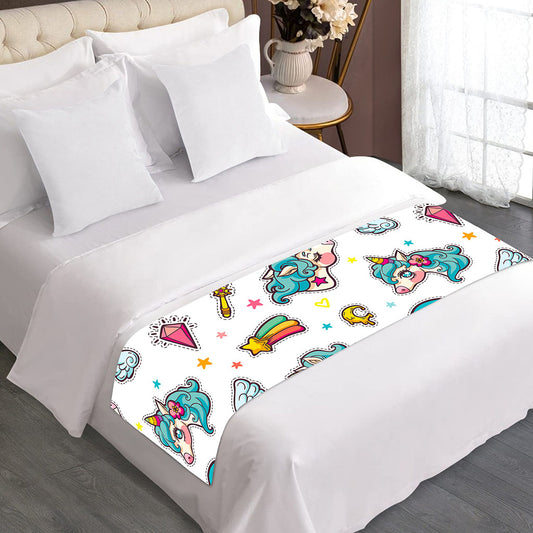 Little Girly Unicorn Pattern Print Bed Runner