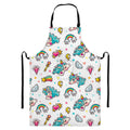 Little Girly Unicorn Pattern Print Bib Apron With Pocket