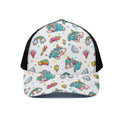 Little Girly Unicorn Pattern Print Black Mesh Trucker Hat